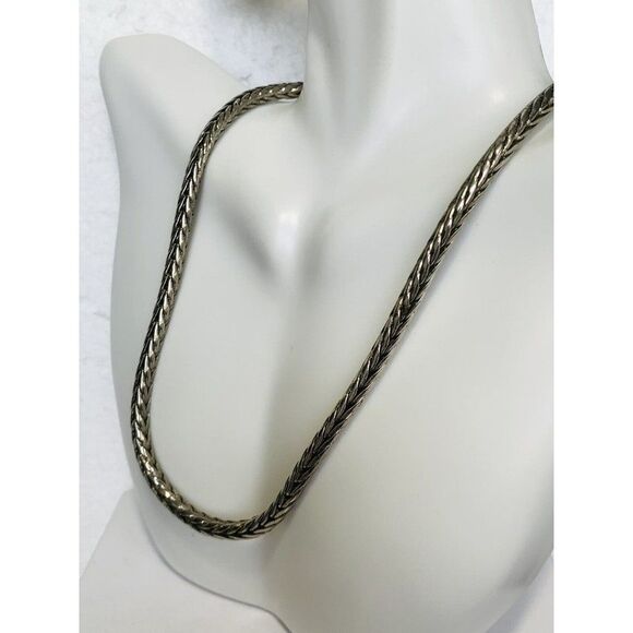 Vintage Antique Silver Toned Link Snake Chain Necklace 16’  Magnetic Clasp - Picture 7 of 7